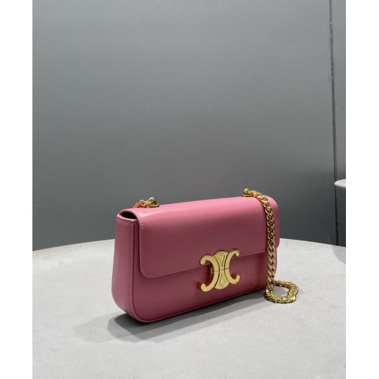 Replica Celine Borsa A Tracolla Con Catena Triomphe Pelle Di Vitello Lucida Rosa