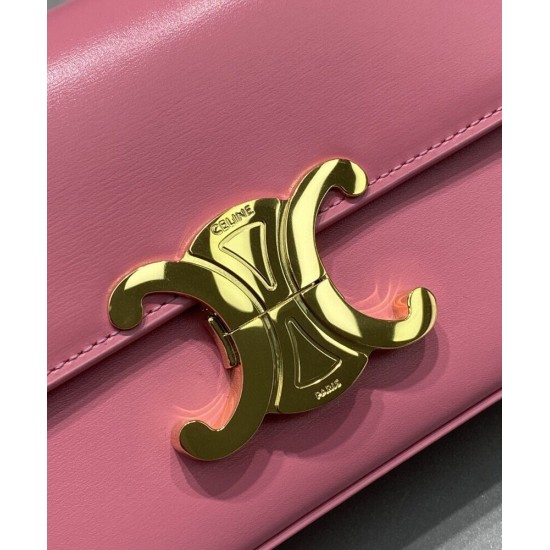 Replica Celine Borsa A Tracolla Con Catena Triomphe Pelle Di Vitello Lucida Rosa