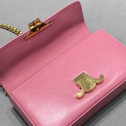 Celine Borsa A Tracolla Con Catena Triomphe Pelle Di Vitello Lucida Rosa