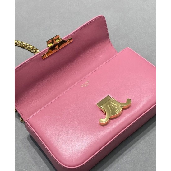 Replica Celine Borsa A Tracolla Con Catena Triomphe Pelle Di Vitello Lucida Rosa