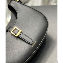 YSL Saint Laurent Borsa Hobo Le Fermoir Pelle Lucida Nera