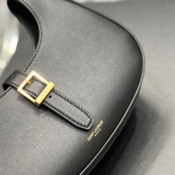 YSL Saint Laurent Borsa Hobo Le Fermoir Pelle Lucida Nera YSL Saint Laurent Borsa Hobo Le Fermoir Pelle Lucida Nera