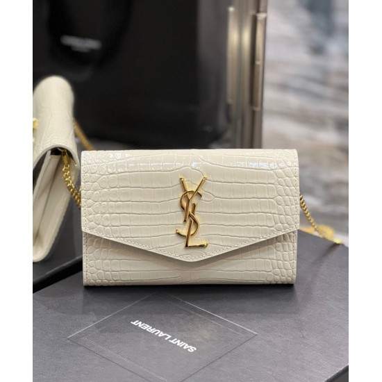 Replica Portafoglio YSL Saint Laurent Uptown Con Catena Pelle Lucida Con Stampa Coccodrillo Bianco Replica Portafoglio YSL Saint Laurent Uptown Con Catena Pelle Lucida Con Stampa Coccodrillo Bianco