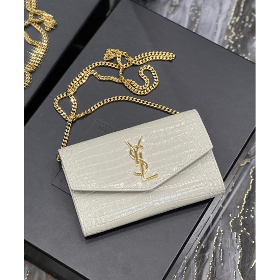 Replica Portafoglio YSL Saint Laurent Uptown Con Catena Pelle Lucida Con Stampa Coccodrillo Bianco Replica Portafoglio YSL Saint Laurent Uptown Con Catena Pelle Lucida Con Stampa Coccodrillo Bianco