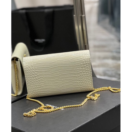 Replica Portafoglio YSL Saint Laurent Uptown Con Catena Pelle Lucida Con Stampa Coccodrillo Bianco Replica Portafoglio YSL Saint Laurent Uptown Con Catena Pelle Lucida Con Stampa Coccodrillo Bianco