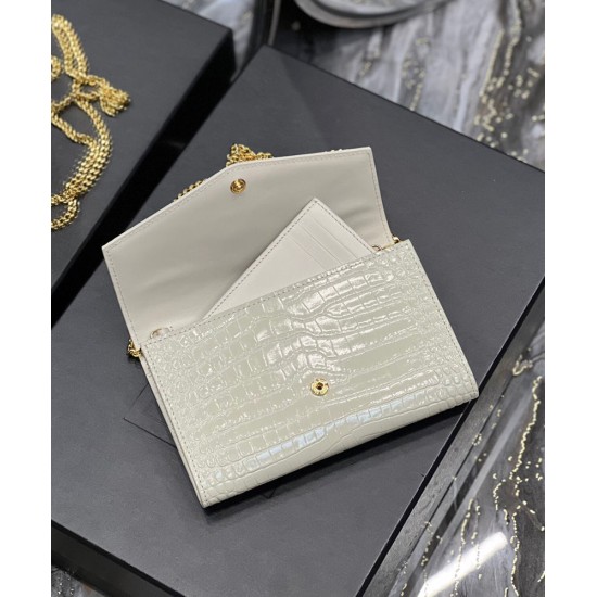 Replica Portafoglio YSL Saint Laurent Uptown Con Catena Pelle Lucida Con Stampa Coccodrillo Bianco Replica Portafoglio YSL Saint Laurent Uptown Con Catena Pelle Lucida Con Stampa Coccodrillo Bianco