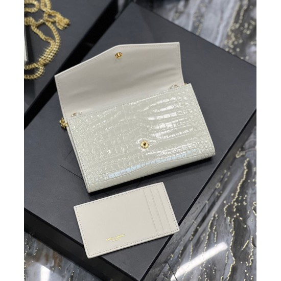 Replica Portafoglio YSL Saint Laurent Uptown Con Catena Pelle Lucida Con Stampa Coccodrillo Bianco Replica Portafoglio YSL Saint Laurent Uptown Con Catena Pelle Lucida Con Stampa Coccodrillo Bianco