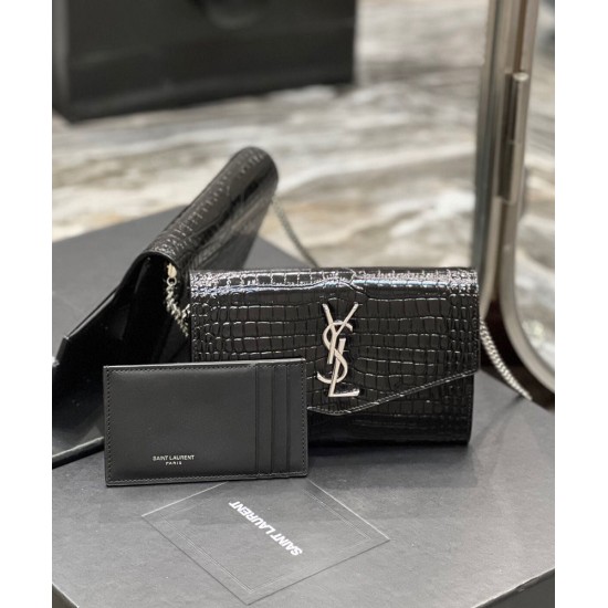Replica Portafoglio YSL Saint Laurent Uptown Con Catena Pelle Lucida Con Stampa Coccodrillo Nero Replica Portafoglio YSL Saint Laurent Uptown Con Catena Pelle Lucida Con Stampa Coccodrillo Nero
