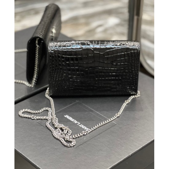 Replica Portafoglio YSL Saint Laurent Uptown Con Catena Pelle Lucida Con Stampa Coccodrillo Nero Replica Portafoglio YSL Saint Laurent Uptown Con Catena Pelle Lucida Con Stampa Coccodrillo Nero