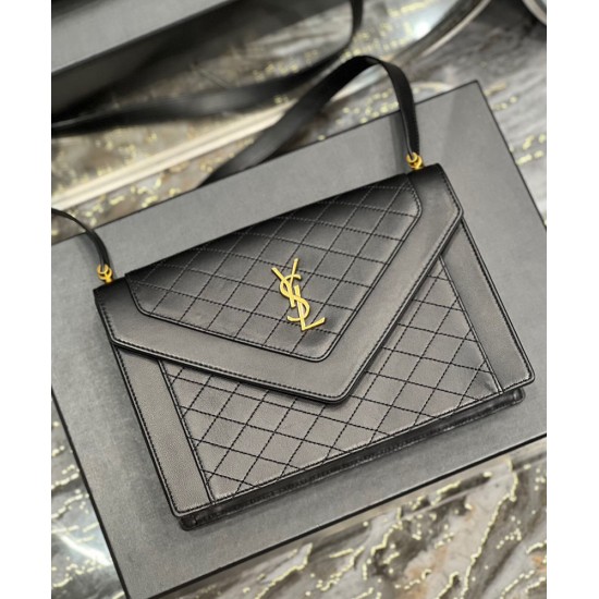 Replica YSL Saint Laurent Gaby Satchel Pelle Di Agnello Trapuntata Nera Replica YSL Saint Laurent Gaby Satchel Pelle Di Agnello Trapuntata Nera