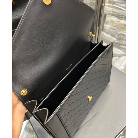 Replica YSL Saint Laurent Gaby Satchel Pelle Di Agnello Trapuntata Nera Replica YSL Saint Laurent Gaby Satchel Pelle Di Agnello Trapuntata Nera