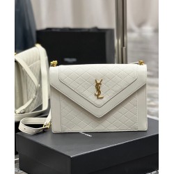 YSL Saint Laurent Gaby Satchel Pelle Di Agnello Trapuntata Bianca