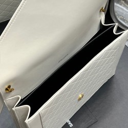 YSL Saint Laurent Gaby Satchel Pelle Di Agnello Trapuntata Bianca