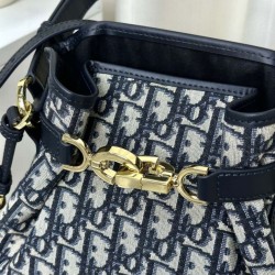 Borsa Christian Dior media C'est Dior Blu Dior Oblique Jacquard