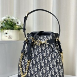 Borsa Christian Dior media C'est Dior Blu Dior Oblique Jacquard