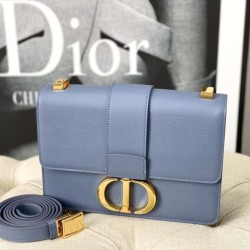 Christian Dior 30 Montaigne Borsa Latte Box Pelle di vitello Blu