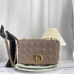 Christian Dior Borsa Dior Caro media in pelle di vitello Cannage grigia