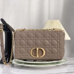 Christian Dior Borsa Dior Caro media in pelle di vitello Cannage grigia