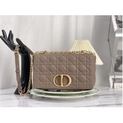 Christian Dior Borsa Dior Caro media in pelle di vitello Cannage grigia