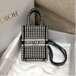 Borsa per telefono Dior Mini Book Tote Micro ricamo pied de poule