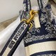 Replica Borsa per telefono Dior Mini Book Tote Toile de Jouy Ricamo inverso Blu