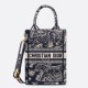 Replica Borsa per telefono Dior Mini Book Tote Toile de Jouy Ricamo inverso Blu