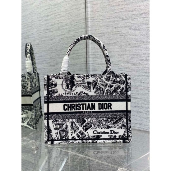 Replica Borsa tote Dior piccola a libro Plan de Paris ricamata bianca Replica Borsa tote Dior piccola a libro Plan de Paris ricamata bianca