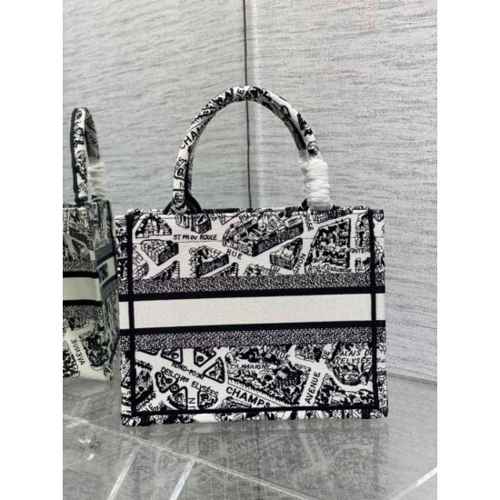 Replica Borsa tote Dior piccola a libro Plan de Paris ricamata bianca Replica Borsa tote Dior piccola a libro Plan de Paris ricamata bianca