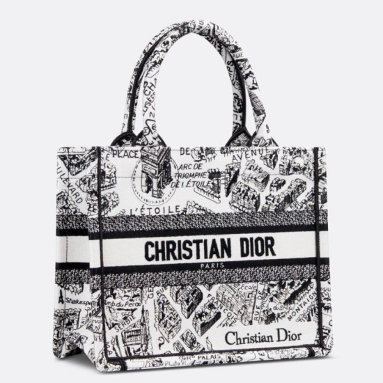 Replica Borsa tote Dior piccola a libro Plan de Paris ricamata bianca Replica Borsa tote Dior piccola a libro Plan de Paris ricamata bianca