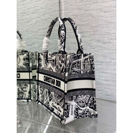 Replica Borsa tote Dior piccola a libro Plan de Paris ricamata bianca Replica Borsa tote Dior piccola a libro Plan de Paris ricamata bianca