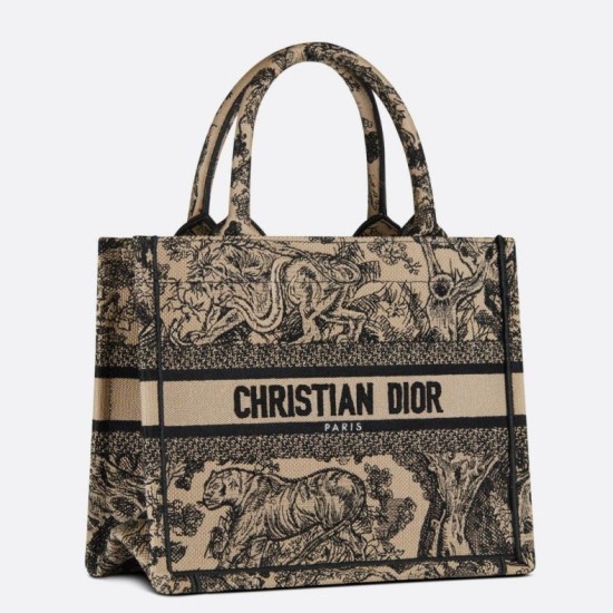 Replica Borsa tote Dior piccola a libro Toile de Jouy ricamata Marrone Replica Borsa tote Dior piccola a libro Toile de Jouy ricamata Marrone