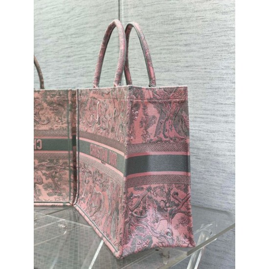 Replica Borsa tote grande per libri Dior Toile de Jouy Sauvage ricamo rosa / grigio Replica Borsa tote grande per libri Dior Toile de Jouy Sauvage ricamo rosa / grigio