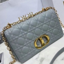 Borsa Dior Caro Media Cannage Grigio