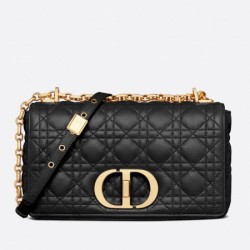 Borsa media Dior Caro Cannage nera