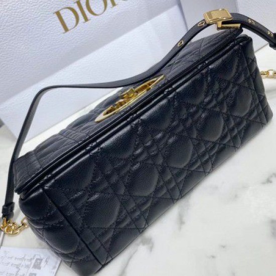 Replica Borsa media Dior Caro Cannage nera Replica Borsa media Dior Caro Cannage nera