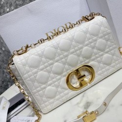Borsa media Dior Caro Cannage bianca