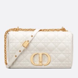 Borsa media Dior Caro Cannage bianca