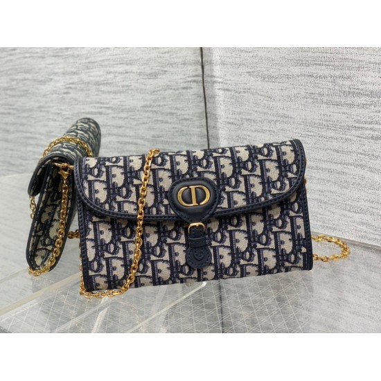 Replica Pochette con catena Dior Bobby East-West Jacquard obliquo blu Replica Pochette con catena Dior Bobby East-West Jacquard obliquo blu