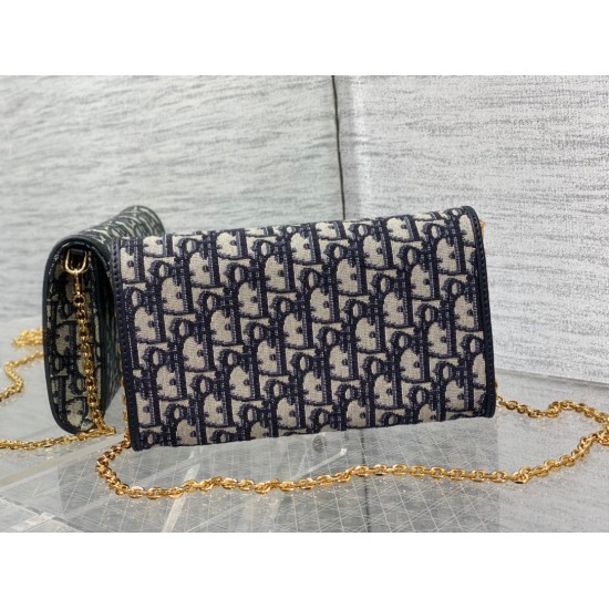 Replica Pochette con catena Dior Bobby East-West Jacquard obliquo blu Replica Pochette con catena Dior Bobby East-West Jacquard obliquo blu