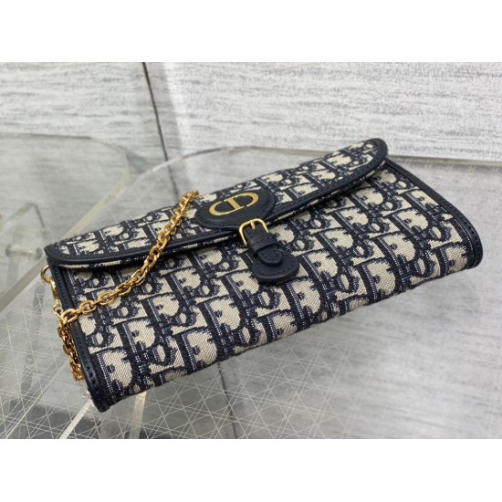 Replica Pochette con catena Dior Bobby East-West Jacquard obliquo blu Replica Pochette con catena Dior Bobby East-West Jacquard obliquo blu