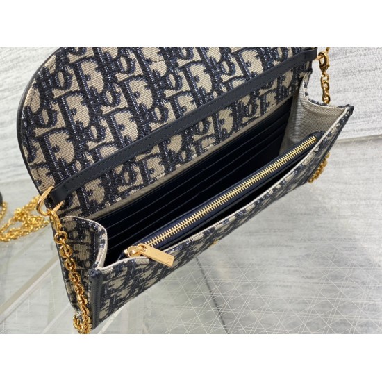 Replica Pochette con catena Dior Bobby East-West Jacquard obliquo blu Replica Pochette con catena Dior Bobby East-West Jacquard obliquo blu