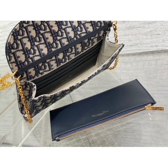 Replica Pochette con catena Dior Bobby East-West Jacquard obliquo blu Replica Pochette con catena Dior Bobby East-West Jacquard obliquo blu