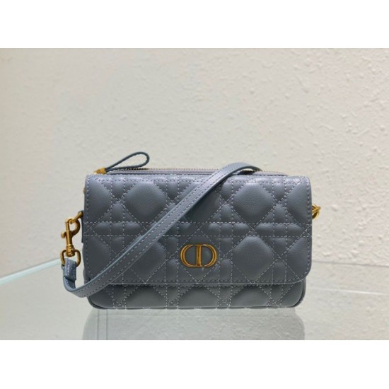 Replica Pouch Dior Caro Cannage Blu Replica Pouch Dior Caro Cannage Blu
