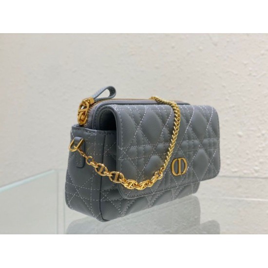 Replica Pouch Dior Caro Cannage Blu Replica Pouch Dior Caro Cannage Blu