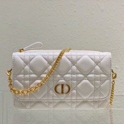Pochette Dior Caro Cannage Bianca