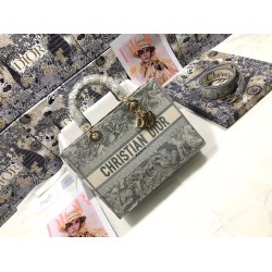 Borsa Dior Large Lady D-Lite Toile de Jouy Reverse Ricamo Grigio Borsa Dior Large Lady D-Lite Toile de Jouy Reverse Ricamo Grigio