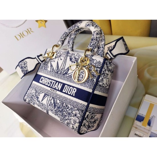 Replica Borsa Dior Medium Lady D-Lite Multicolor Ricamo Rêve d'Infini Blu