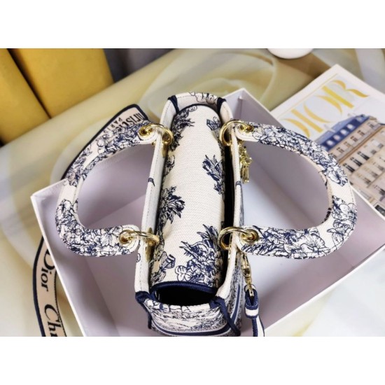 Replica Borsa Dior Medium Lady D-Lite Multicolor Ricamo Rêve d'Infini Blu