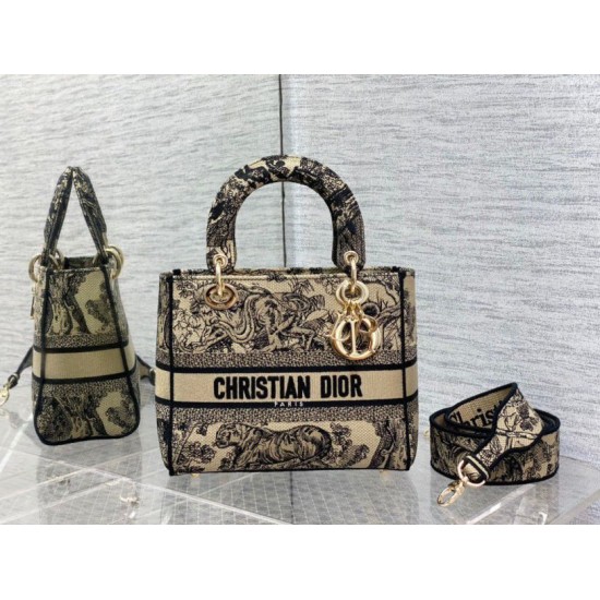 Replica Borsa Dior Medium Lady D-Lite Toile de Jouy Ricamo Marrone Replica Borsa Dior Medium Lady D-Lite Toile de Jouy Ricamo Marrone