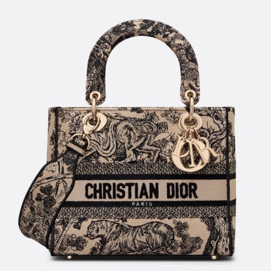 Replica Borsa Dior Medium Lady D-Lite Toile de Jouy Ricamo Marrone Replica Borsa Dior Medium Lady D-Lite Toile de Jouy Ricamo Marrone